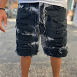SHORT JEANS RIPPED WHITE&BLACK